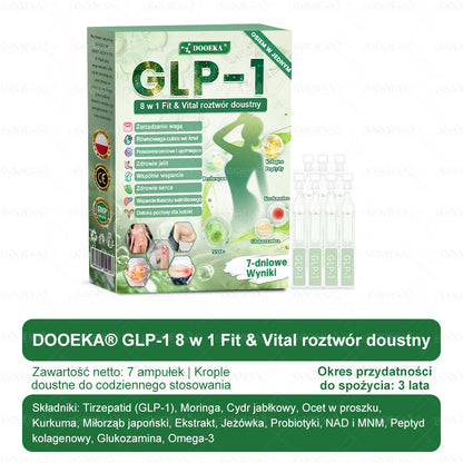 💥 DOOEKA® GLP-1 8 w 1 Fit & Vital roztwór doustny – Raz dziennie, widoczne zmiany w ciągu 7 dni / W przypadku otyłości, zdrowia serca i układu krążenia, cukrzycy, bezdechu sennego, zdrowia jelit, problemów ze stawami i wielu innych