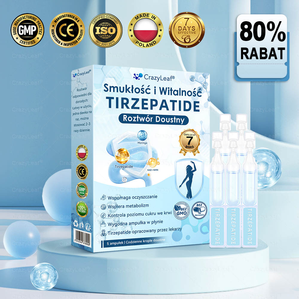 CrazyLeaf® Szczupłość i Witalność Tirzepatide – doustny roztwór wspierający odchudzanie, ciśnienie i poziom cukru