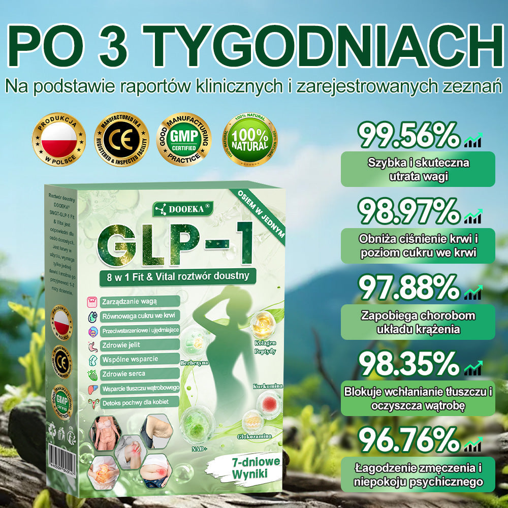 ✅DOOEKA® GLP-1 8 w 1 Fit & Vital roztwór doustny – Raz dziennie, widoczne zmiany w ciągu 7 dni / W przypadku otyłości, zdrowia serca i układu krążenia, cukrzycy, bezdechu sennego, zdrowia jelit, problemów ze stawami i wielu innych