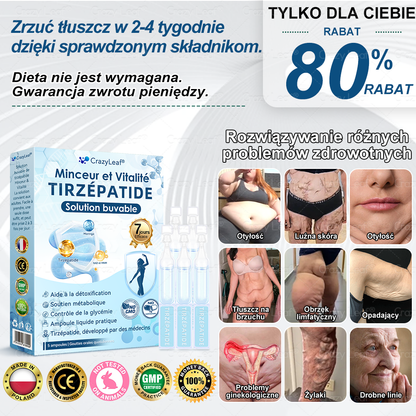 CrazyLeaf® Szczupłość i Witalność Tirzepatide – doustny roztwór wspierający odchudzanie, ciśnienie i poziom cukru