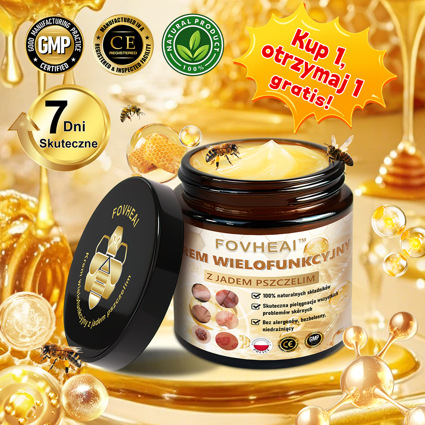 ✨FOVHEAl™ Krem z Jadem Pszczelim – Wygładza zmarszczki i przywraca młody wygląd – 50 ml