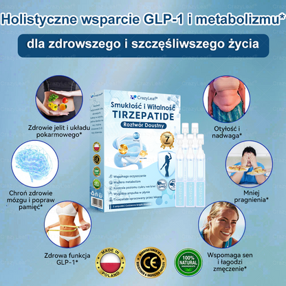 CrazyLeaf® Szczupłość i Witalność Tirzepatide – doustny roztwór wspierający odchudzanie, ciśnienie i poziom cukru